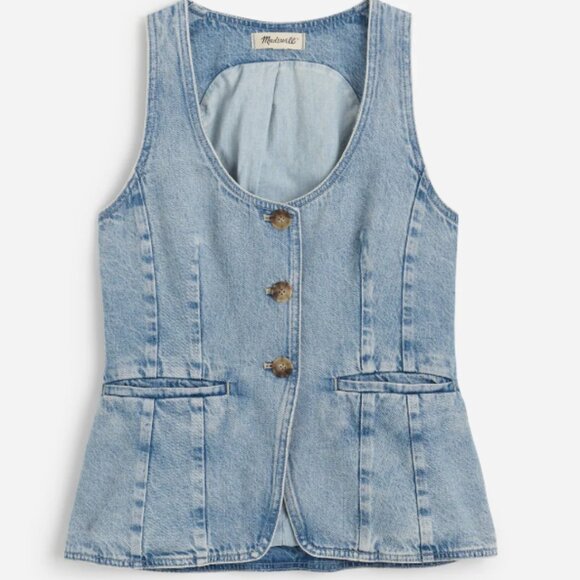 NWT Madewell 2 Denim Scoopneck Cutaway Vest in Edmonson Wash - Picture 1 of 9